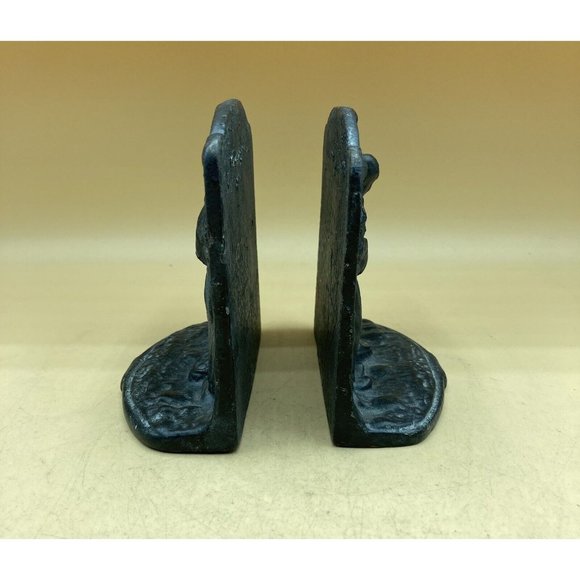 Folk Art Cast Iron Bookends Man & Woman Farming Praying for Harvest Time - Picture 5 of 7